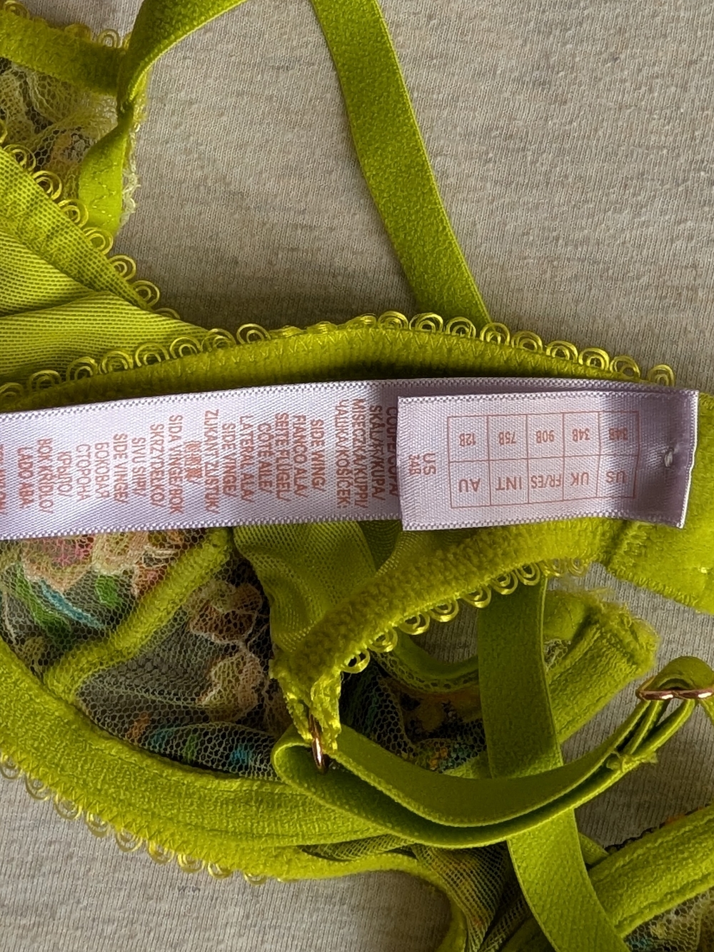 Savage X Fenty Neon Yellow Floral Lace Underwire Bra & Bikini Set - Picture 5 of 9